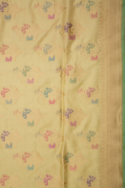 Banarasi Silk Meenakari Butta Yellow Saree
