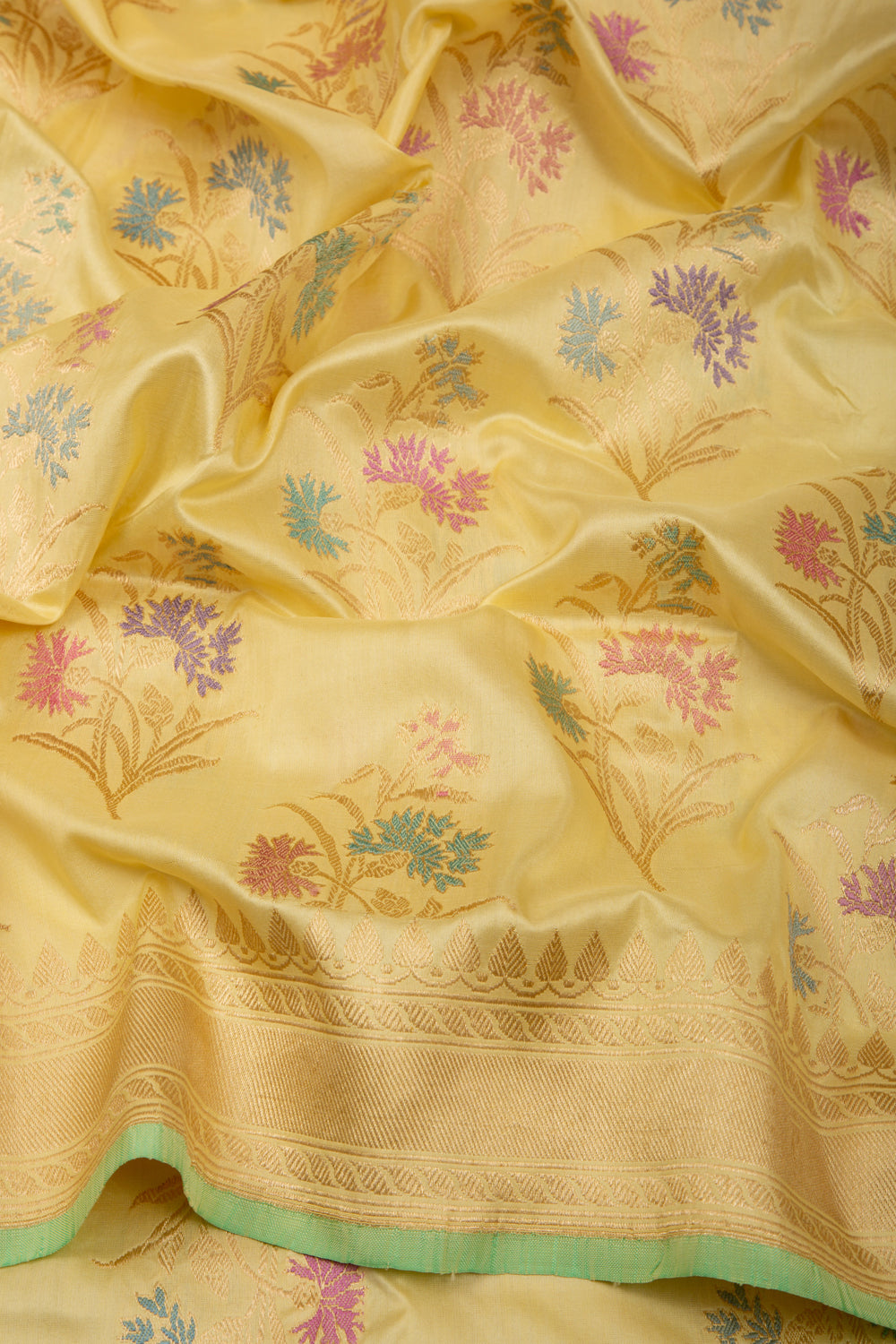 Banarasi Silk Kadwa Jaal Pale Yellow Saree