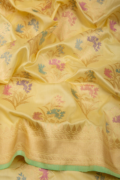 Banarasi Silk Kadwa Jaal Pale Yellow Saree