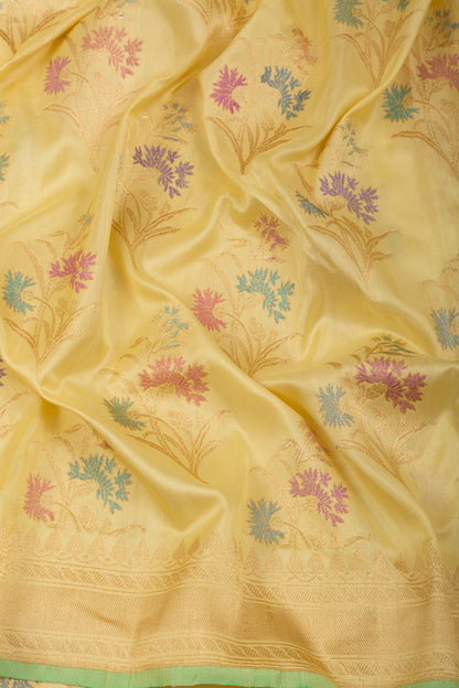 Banarasi Silk Kadwa Jaal Pale Yellow Saree