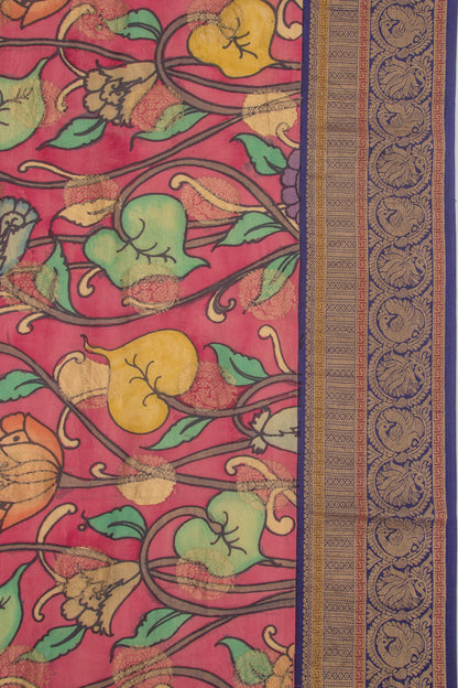 Kanchipuram Silk Kalamkari And Butta Pink Saree