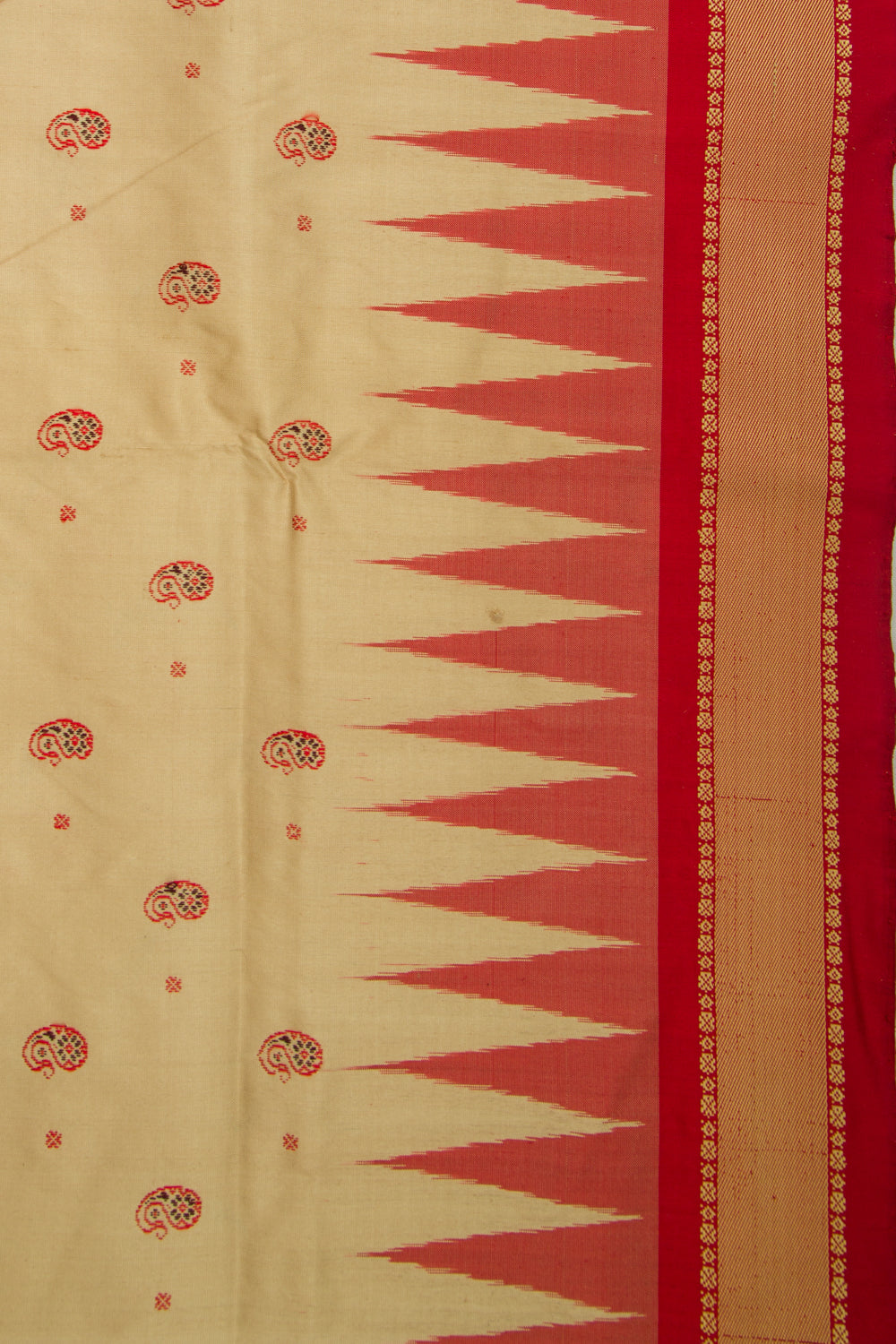 Sambalpuri Bomkai Silk Butta Cream Saree