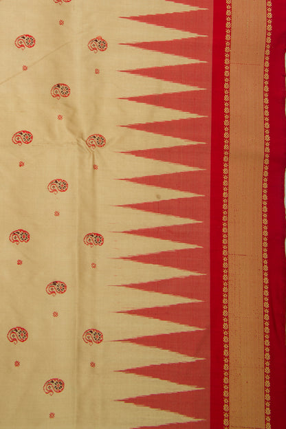 Sambalpuri Bomkai Silk Butta Cream Saree