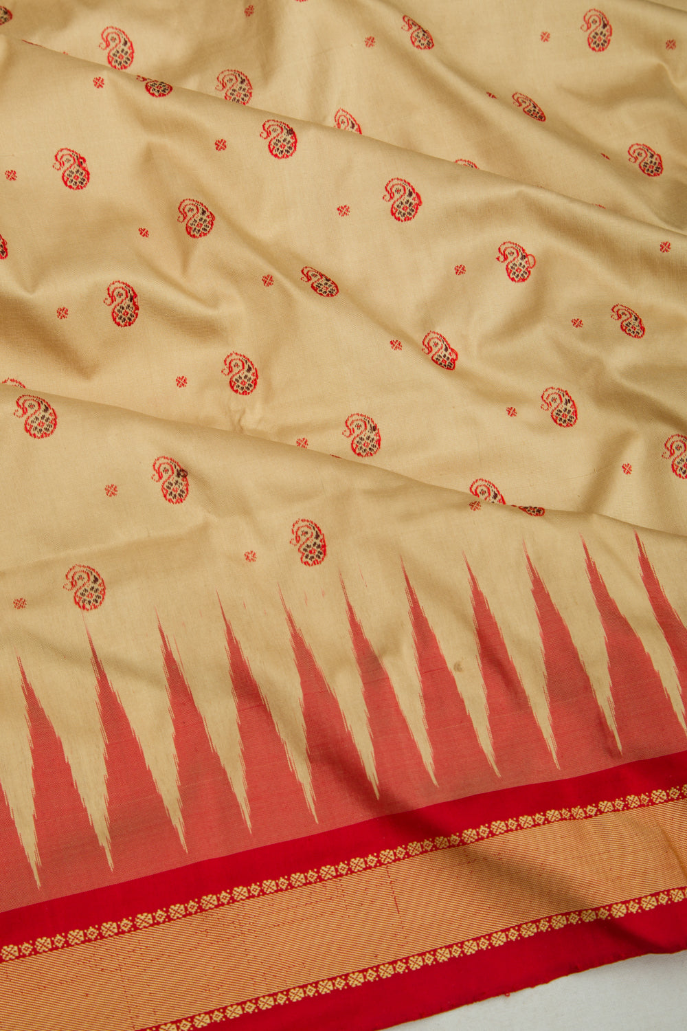 Sambalpuri Bomkai Silk Butta Cream Saree