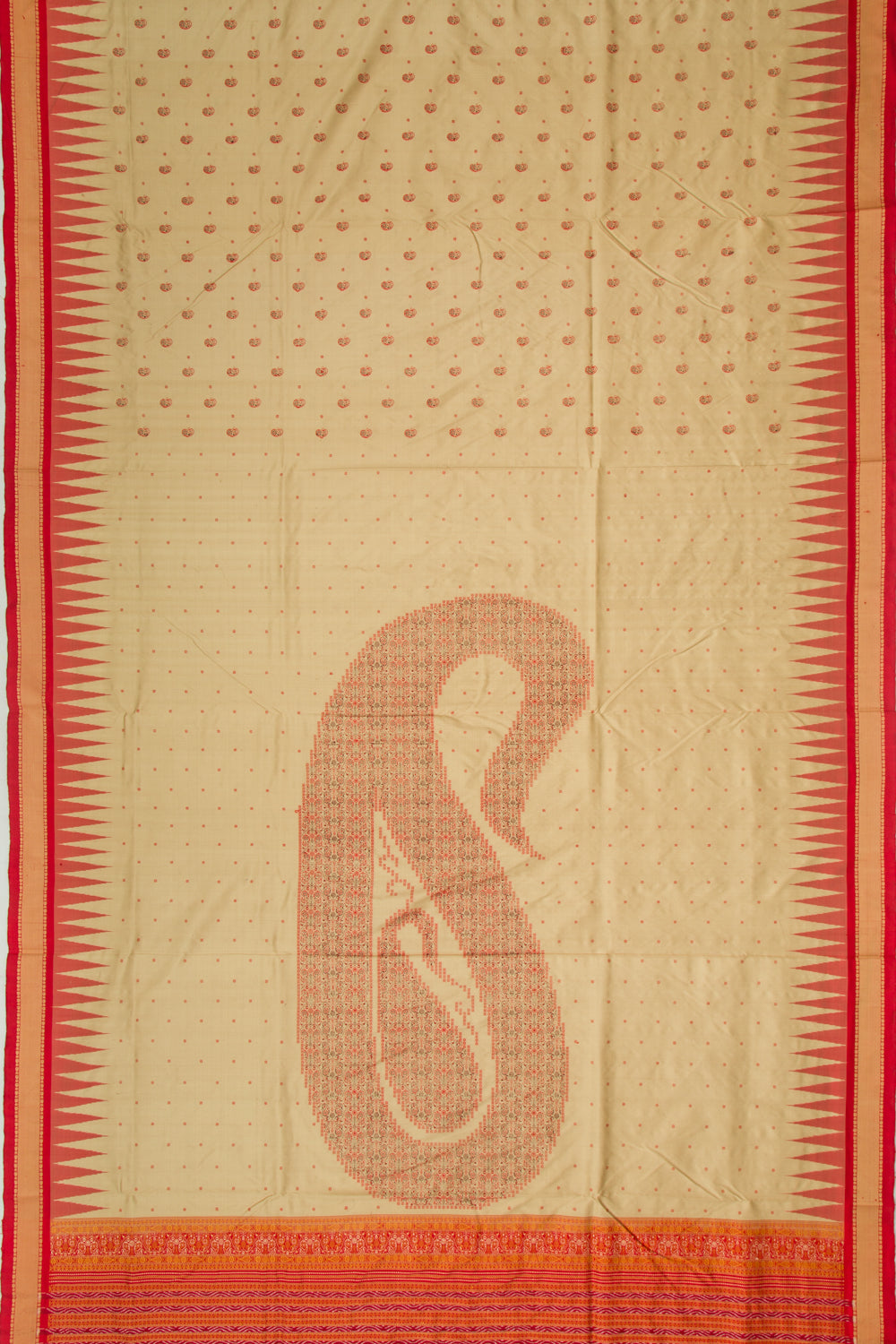 Sambalpuri Bomkai Silk Butta Cream Saree