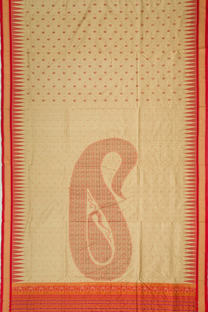 Sambalpuri Bomkai Silk Butta Cream Saree