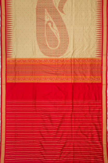 Sambalpuri Bomkai Silk Butta Cream Saree