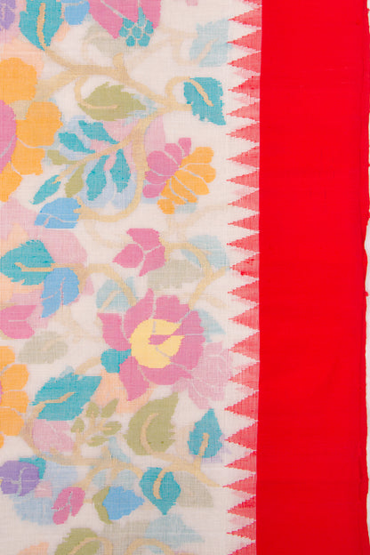 Ponduru Handspun Cotton All Over Jamdani Off-White Saree