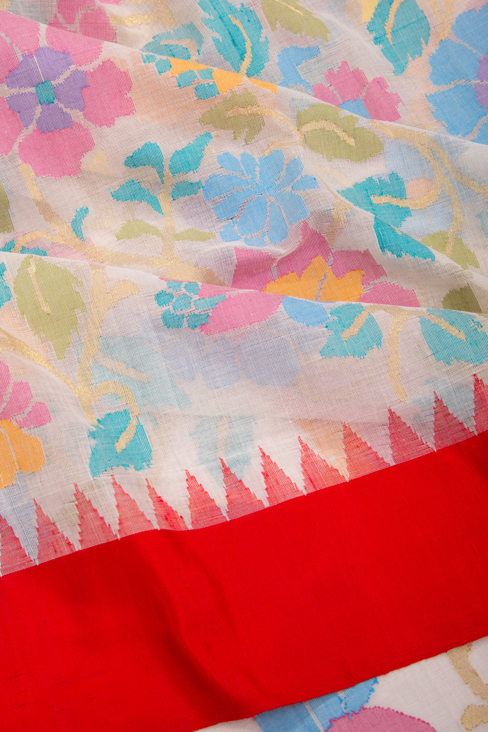 Ponduru Handspun Cotton All Over Jamdani Off-White Saree