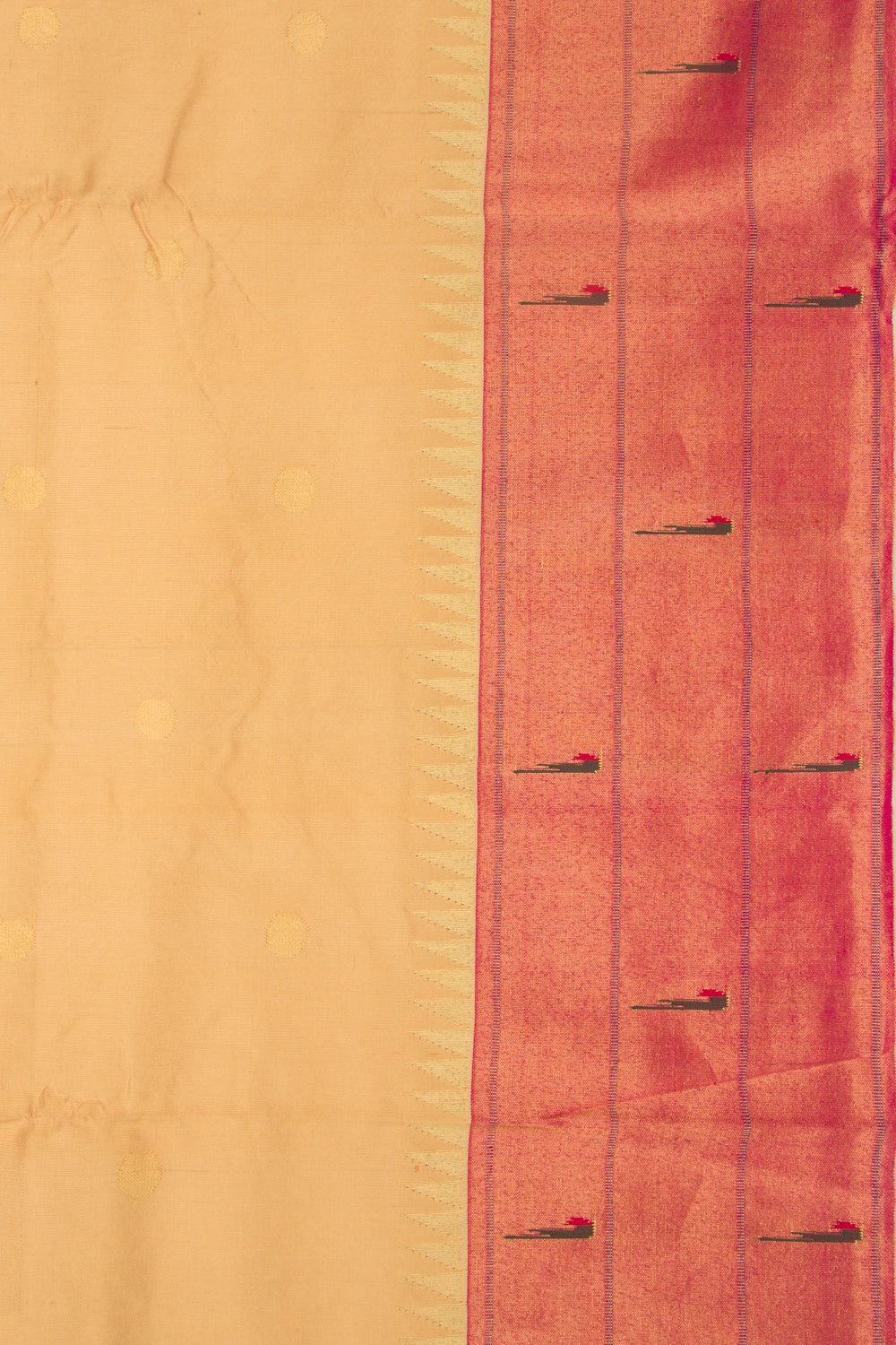 Paithani Silk Butta Cream Saree With Triple Muniya Border-JBH-DM