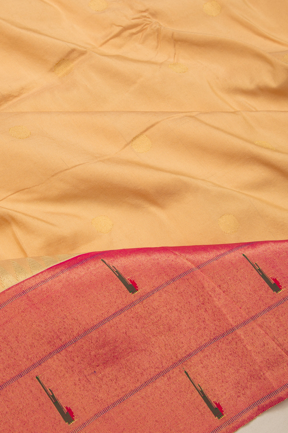Paithani Silk Butta Cream Saree With Triple Muniya Border-JBH-DM