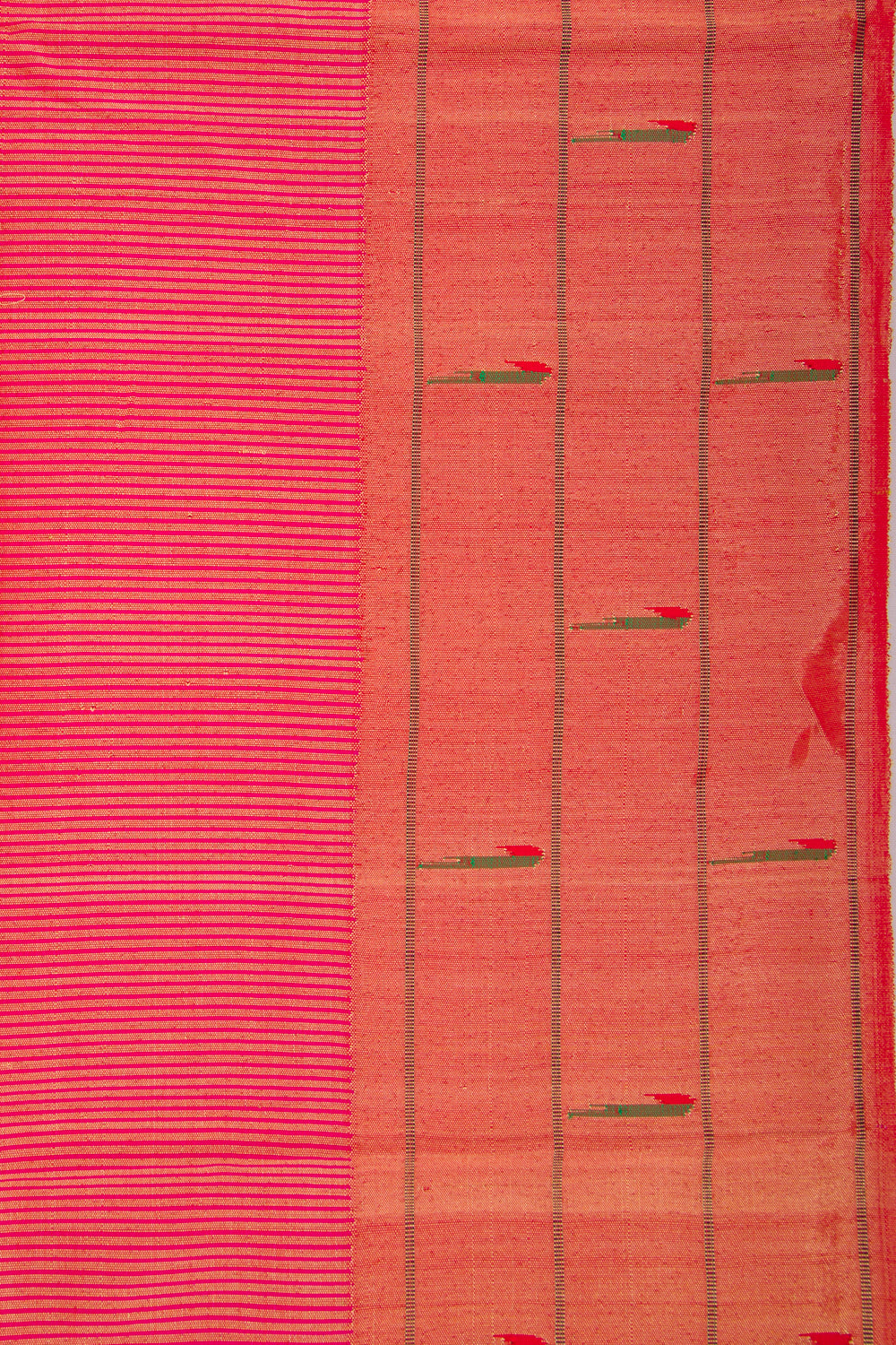 Paithani Silk Vertical Lines Pink Saree With Triple Muniya Border
