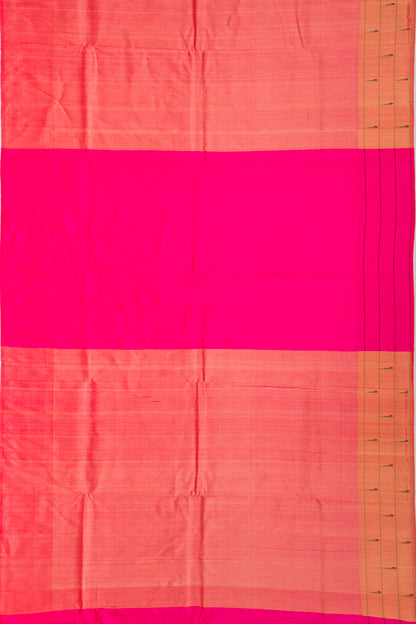 Paithani Silk Vertical Lines Pink Saree With Triple Muniya Border
