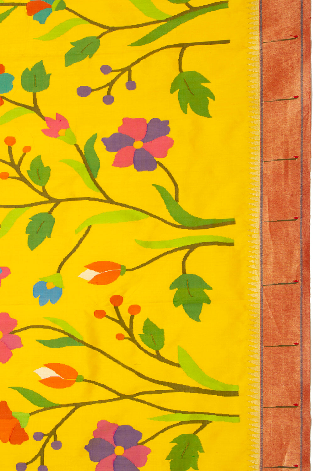 Paithani Silk Half-n-Half Yellow Saree