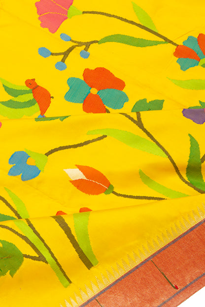 Paithani Silk Half-n-Half Yellow Saree