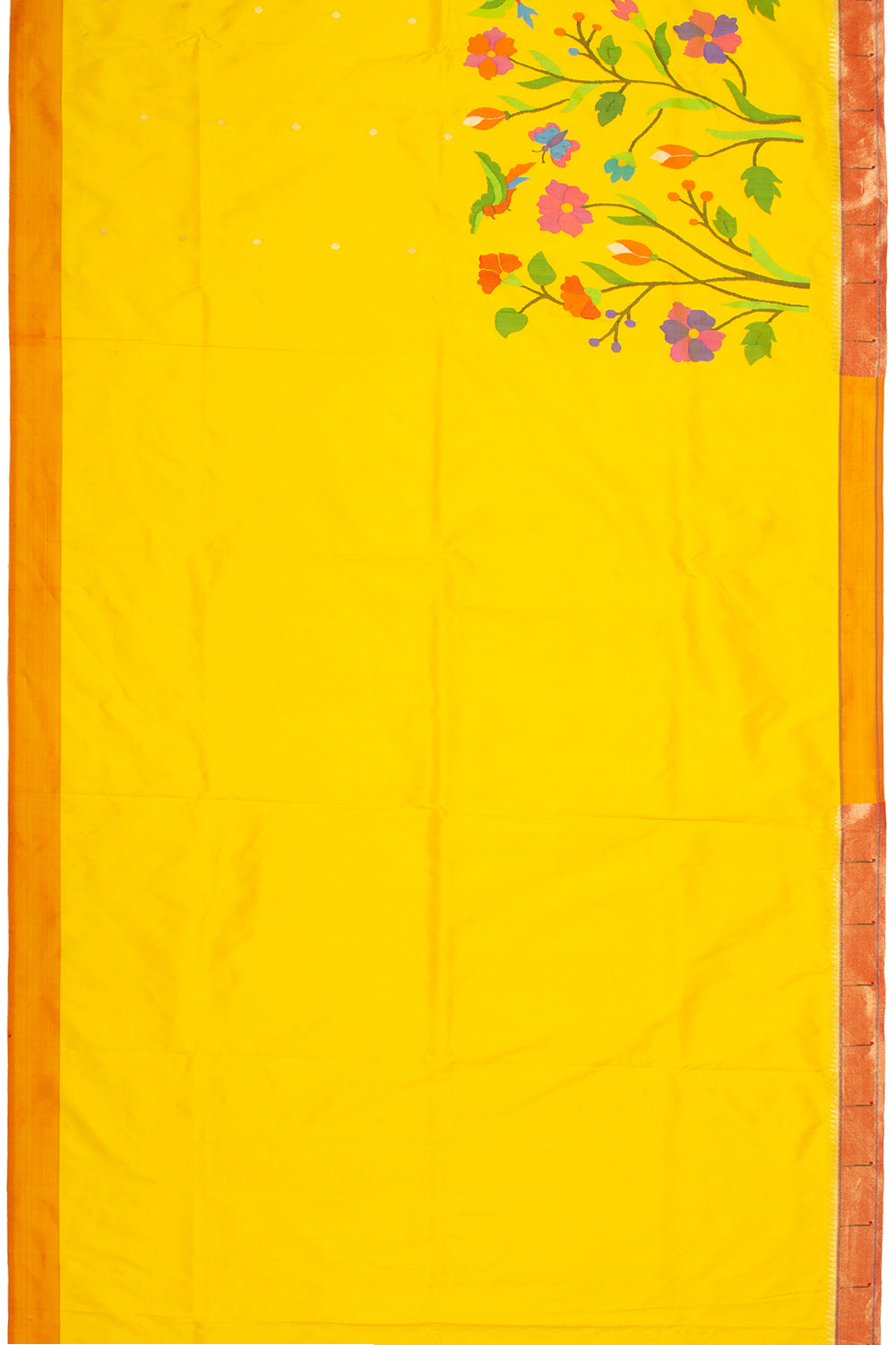 Paithani Silk Half-n-Half Yellow Saree