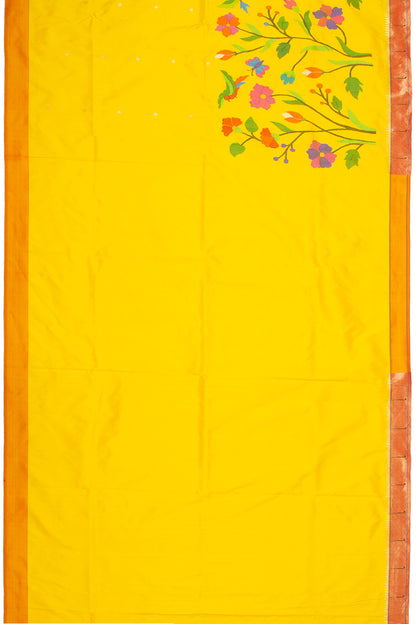 Paithani Silk Half-n-Half Yellow Saree