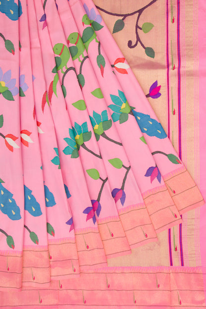 Paithani Silk All Over Jaal Baby Pink Saree