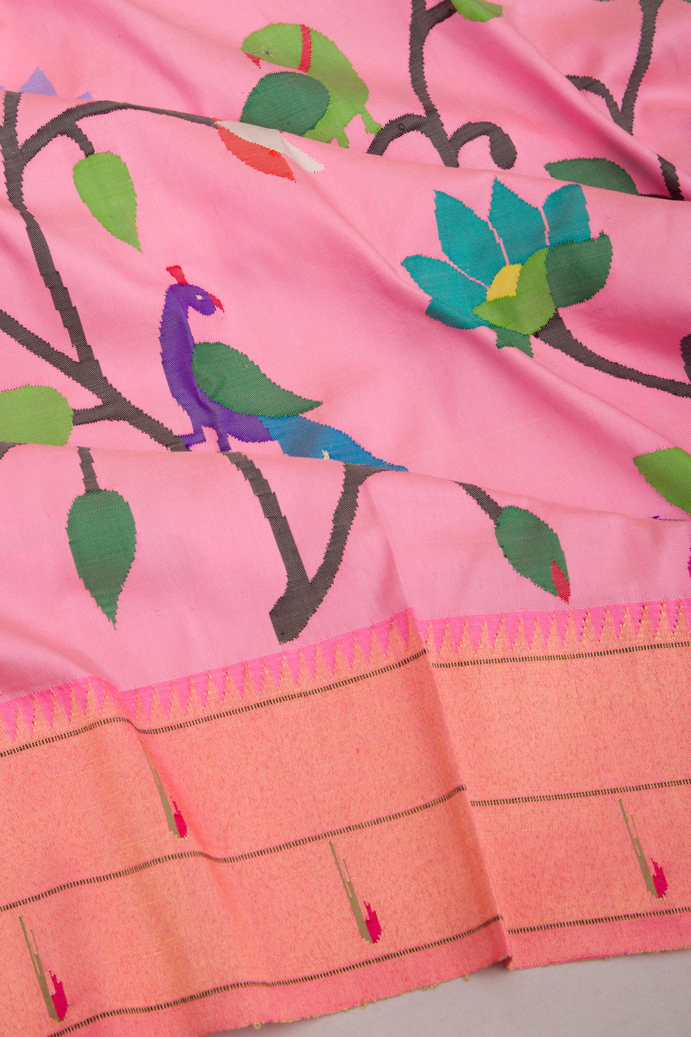Paithani Silk All Over Jaal Baby Pink Saree