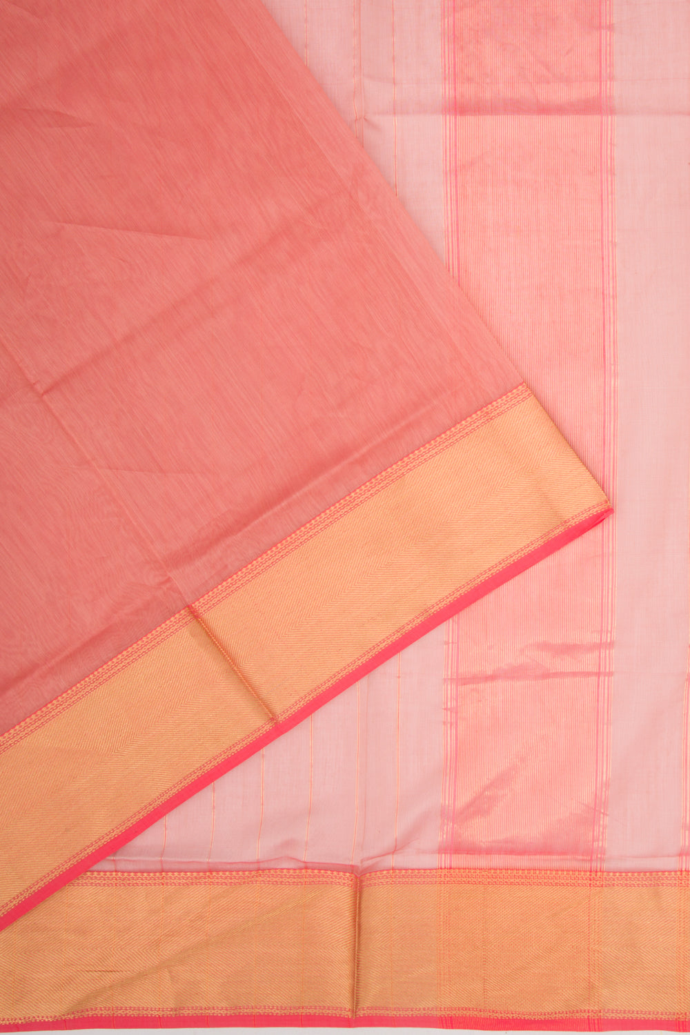 Maheshwari Cotton Plain Pink Saree