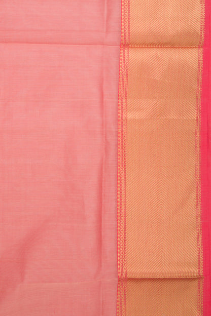Maheshwari Cotton Plain Pink Saree