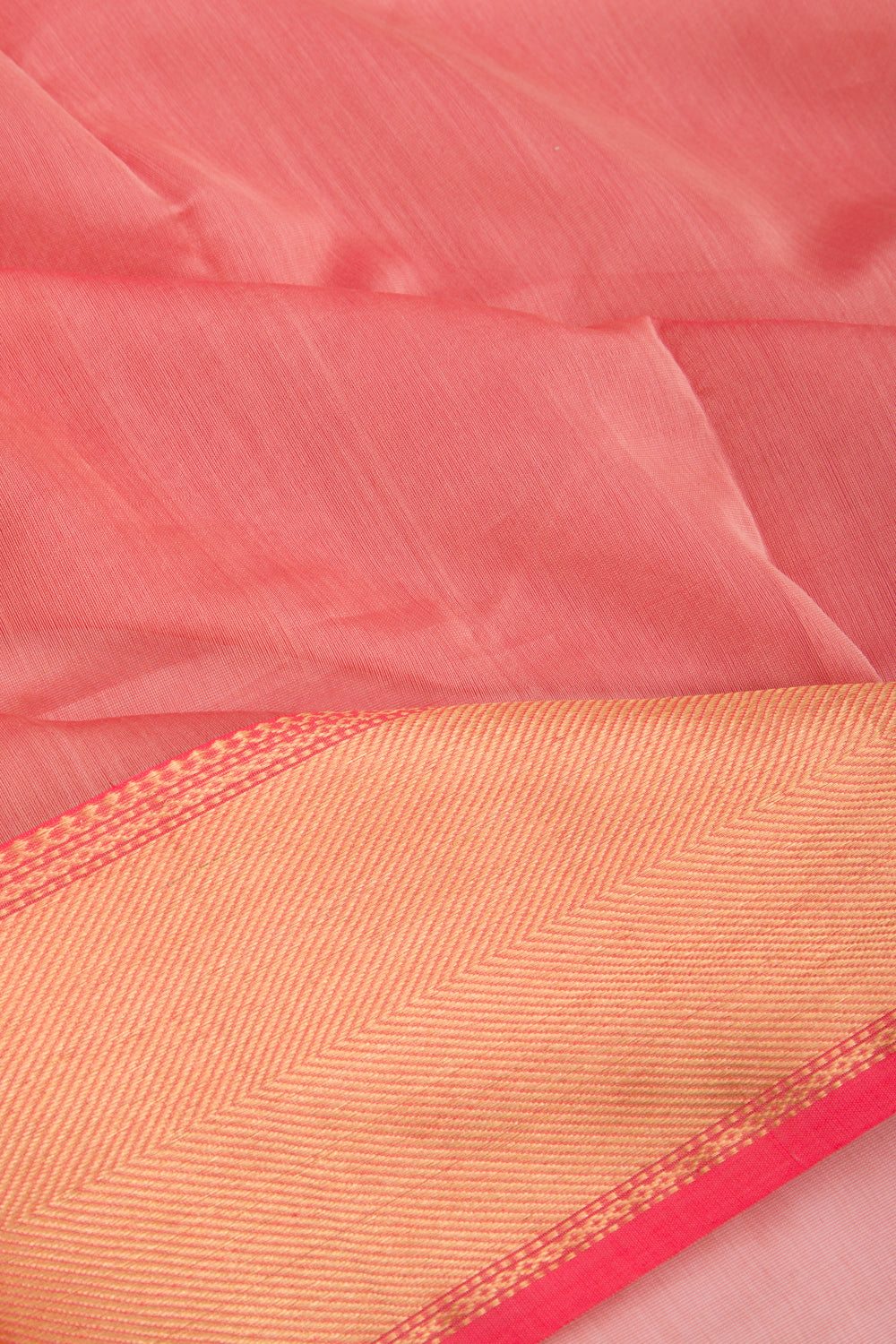 Maheshwari Cotton Plain Pink Saree