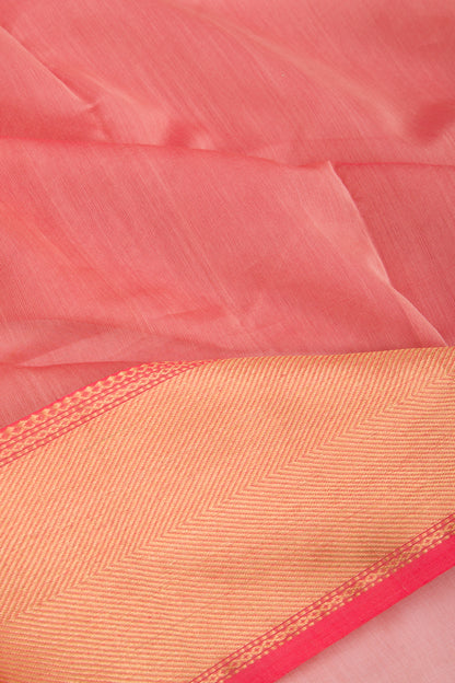 Maheshwari Cotton Plain Pink Saree