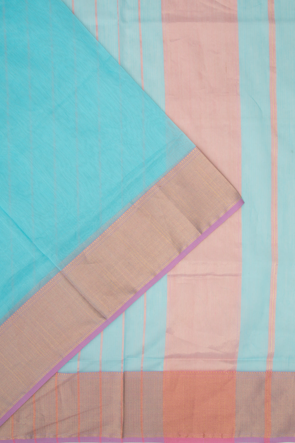 Maheshwari Cotton Plain Blue Saree