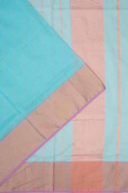 Maheshwari Cotton Plain Blue Saree