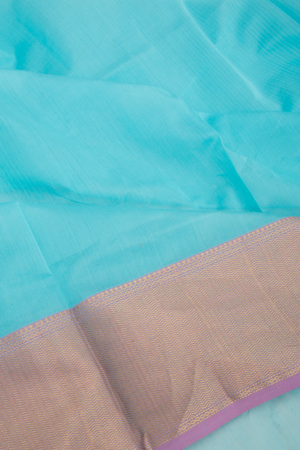 Maheshwari Cotton Plain Blue Saree