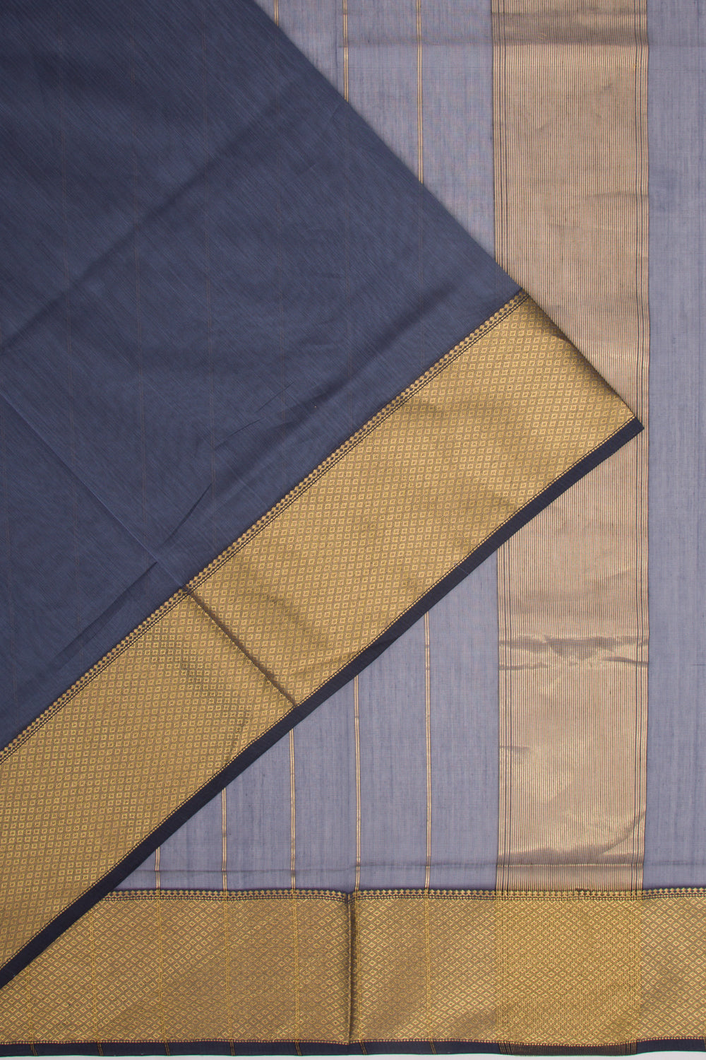 Maheshwari Cotton Plain Grey Saree