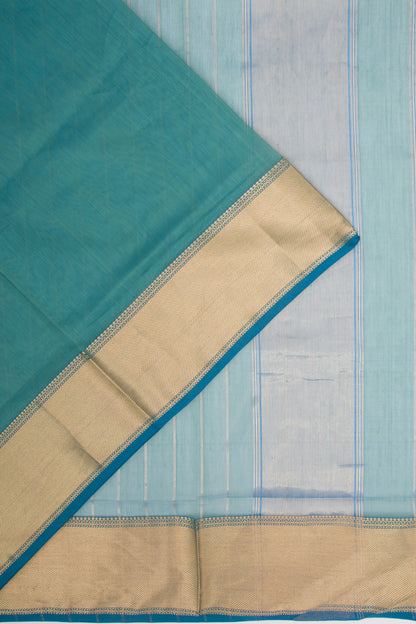 Maheshwari Cotton Plain Teal Blue Saree