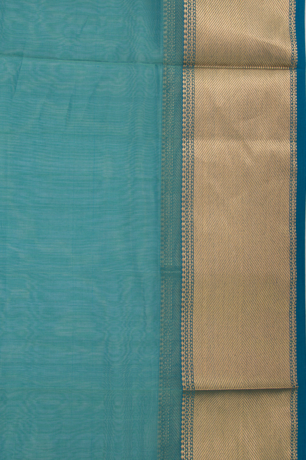 Maheshwari Cotton Plain Teal Blue Saree