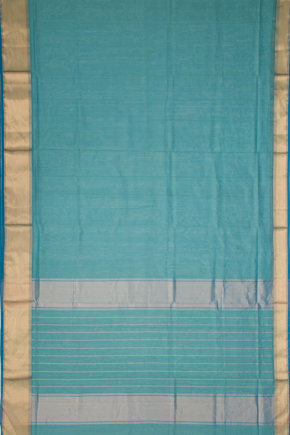 Maheshwari Cotton Plain Teal Blue Saree
