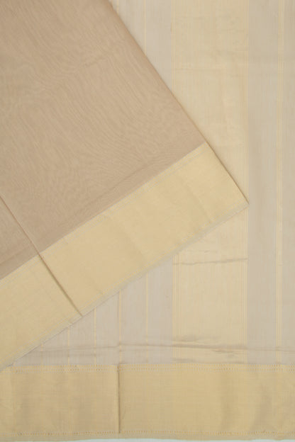 Maheshwari Cotton Plain Beige Saree