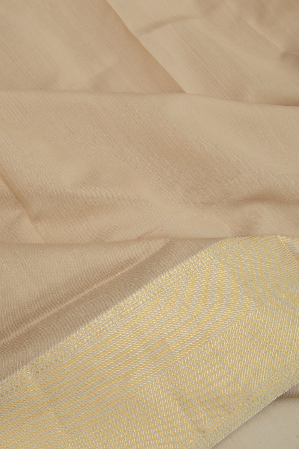 Maheshwari Cotton Plain Beige Saree