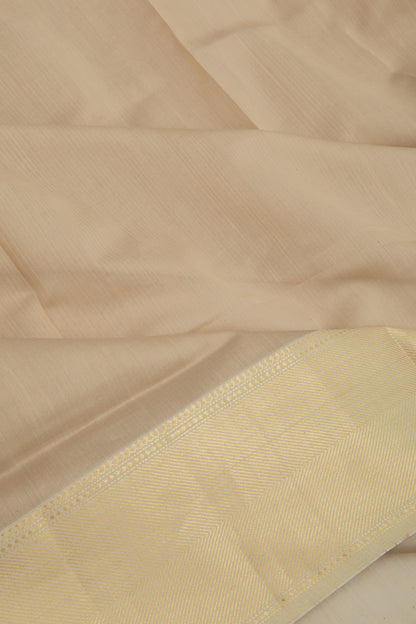 Maheshwari Cotton Plain Beige Saree