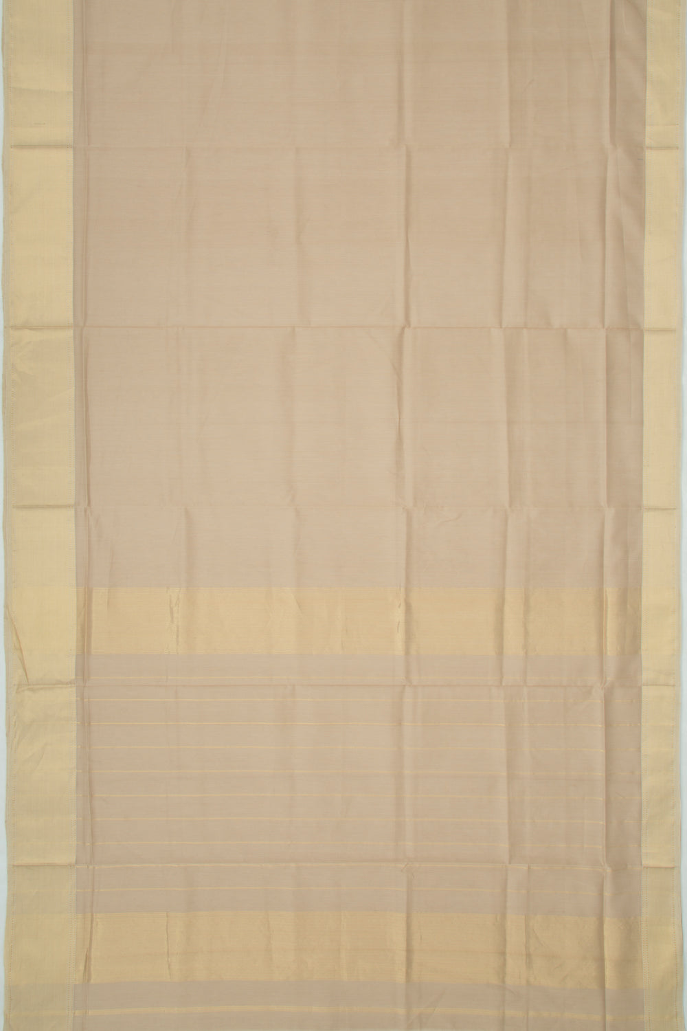 Maheshwari Cotton Plain Beige Saree