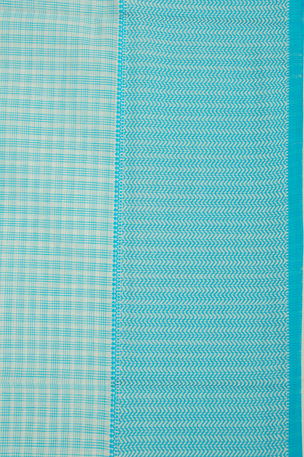Maheshwari Cotton Checks Sky Blue Saree
