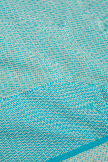 Maheshwari Cotton Checks Sky Blue Saree