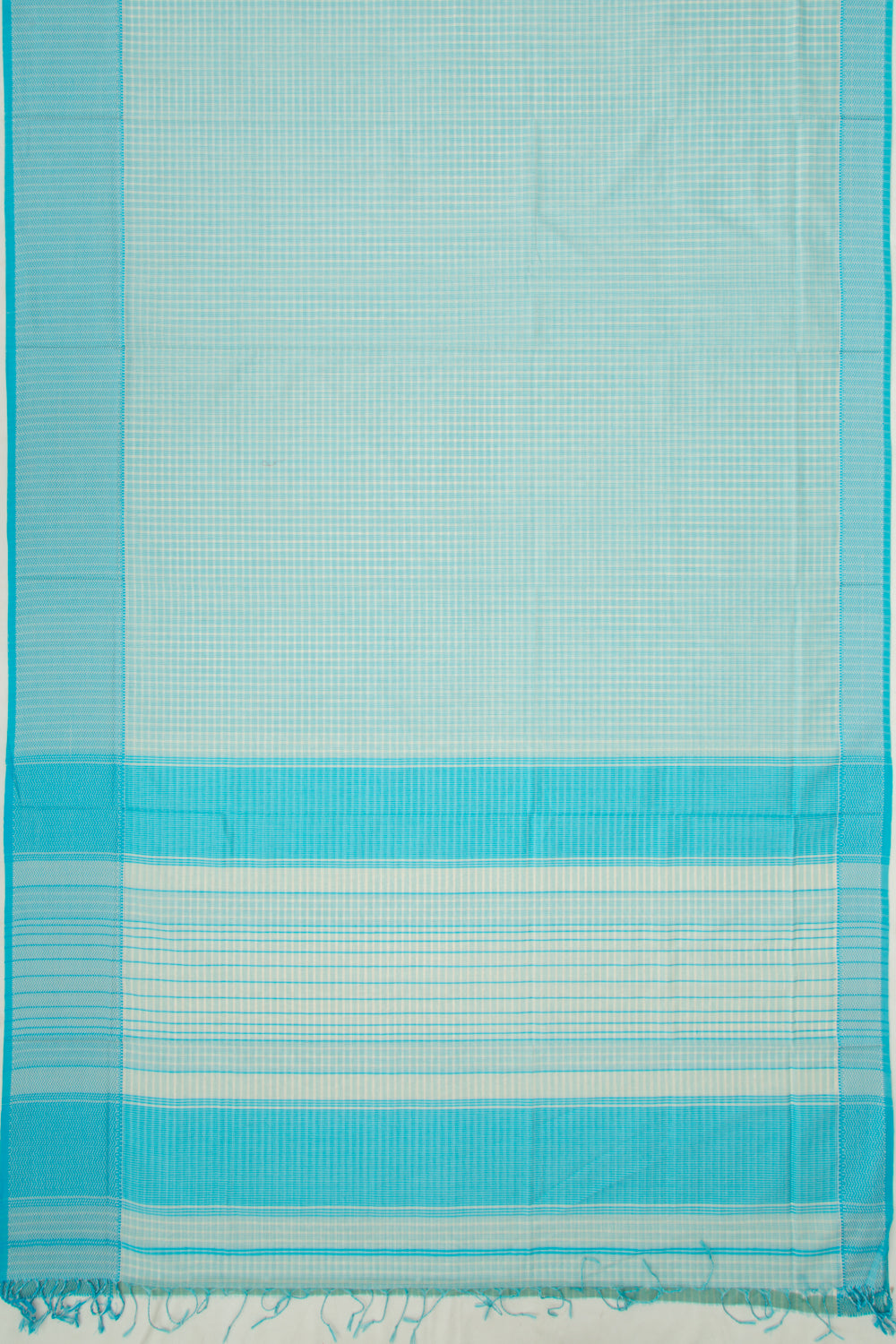 Maheshwari Cotton Checks Sky Blue Saree