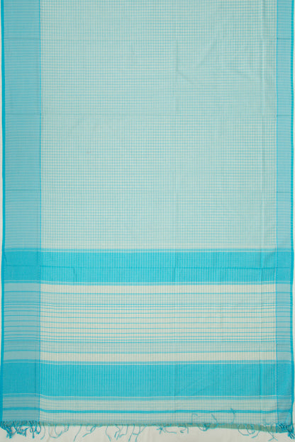 Maheshwari Cotton Checks Sky Blue Saree