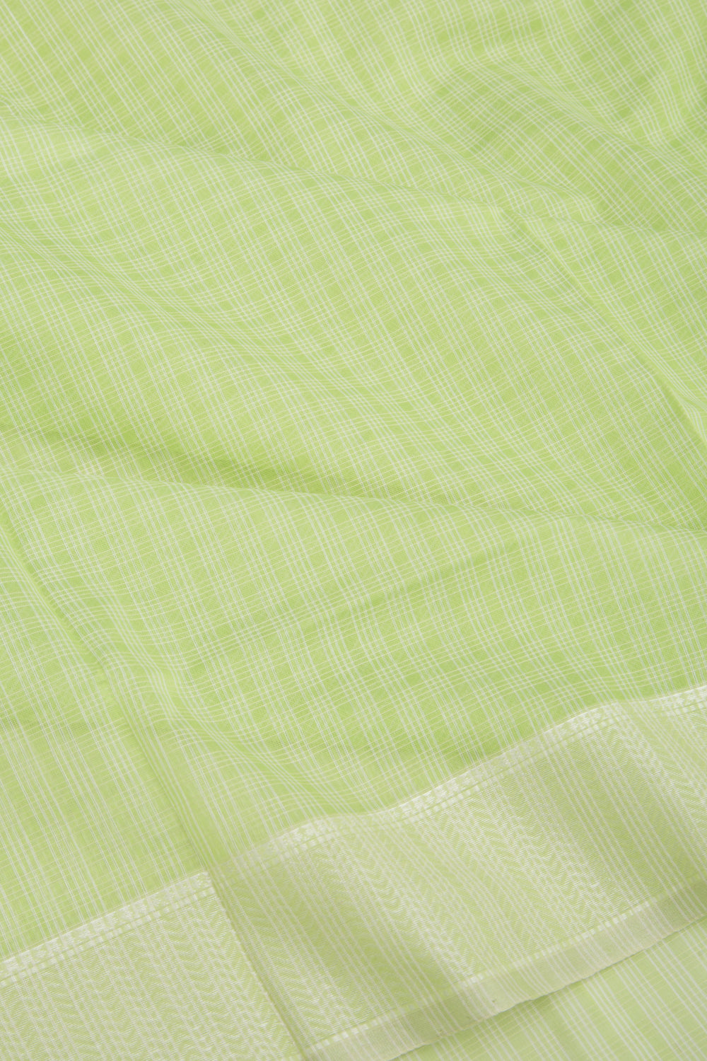 Maheshwari Cotton Checks Green Saree