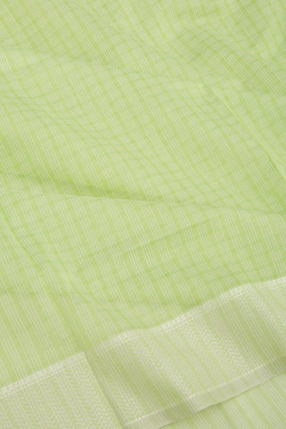 Maheshwari Cotton Checks Green Saree