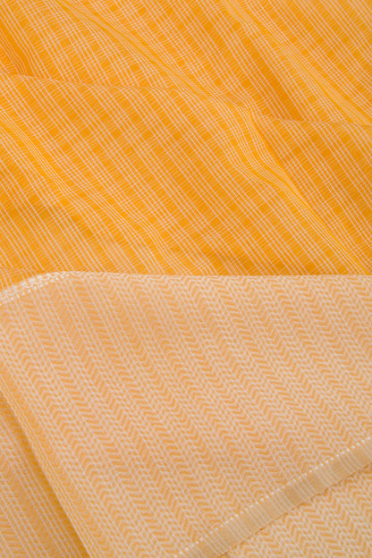 Maheshwari Cotton Checks Yellow Saree