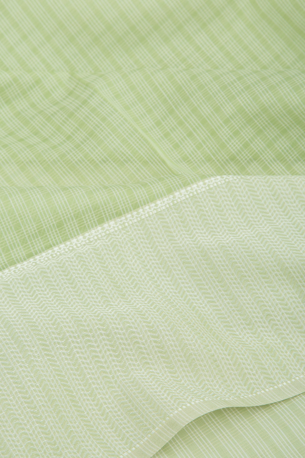 Maheshwari Cotton Checks Green Saree