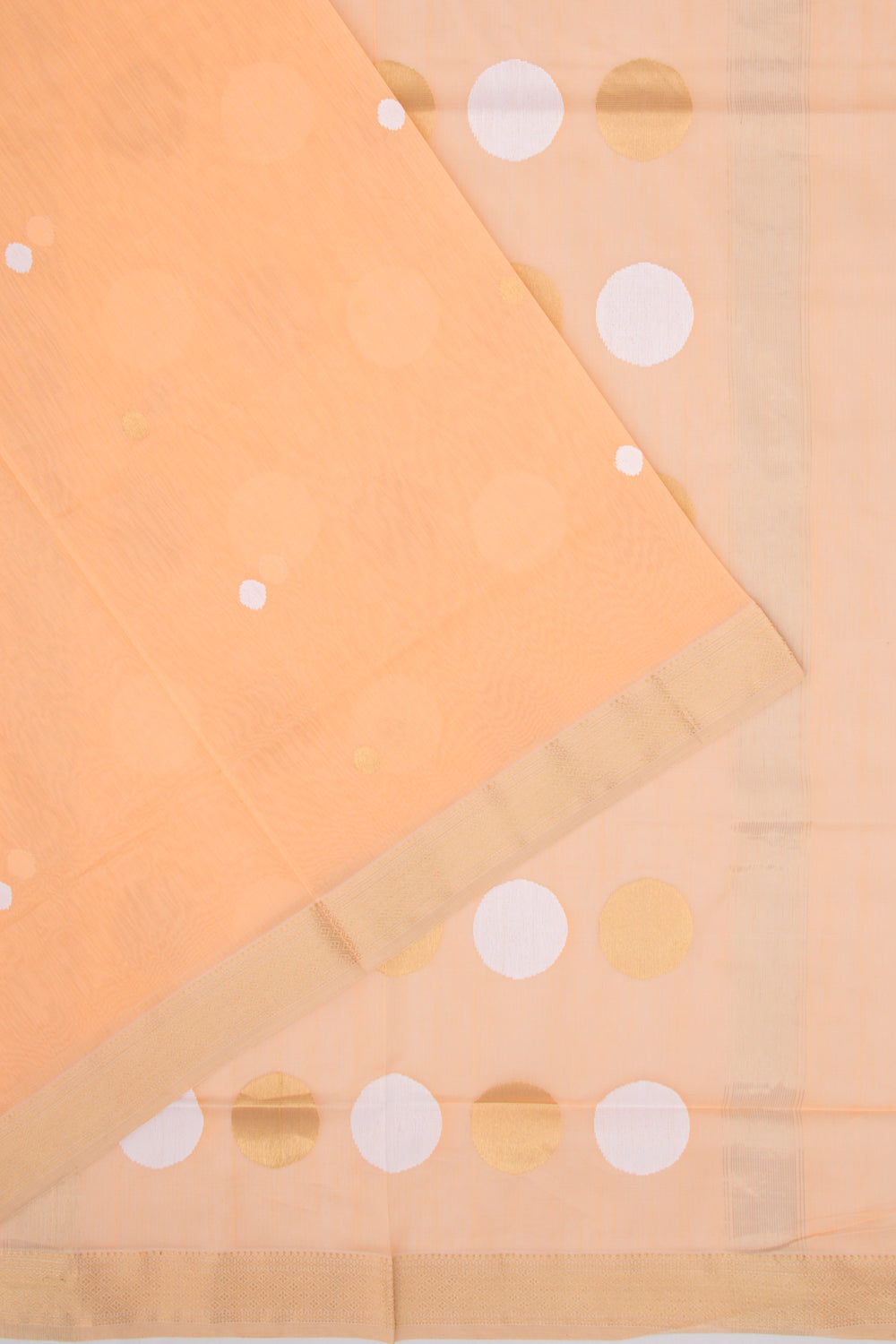 Maheshwari Cotton Butta Pastel Orange Saree