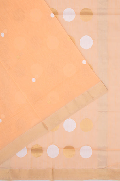 Maheshwari Cotton Butta Pastel Orange Saree