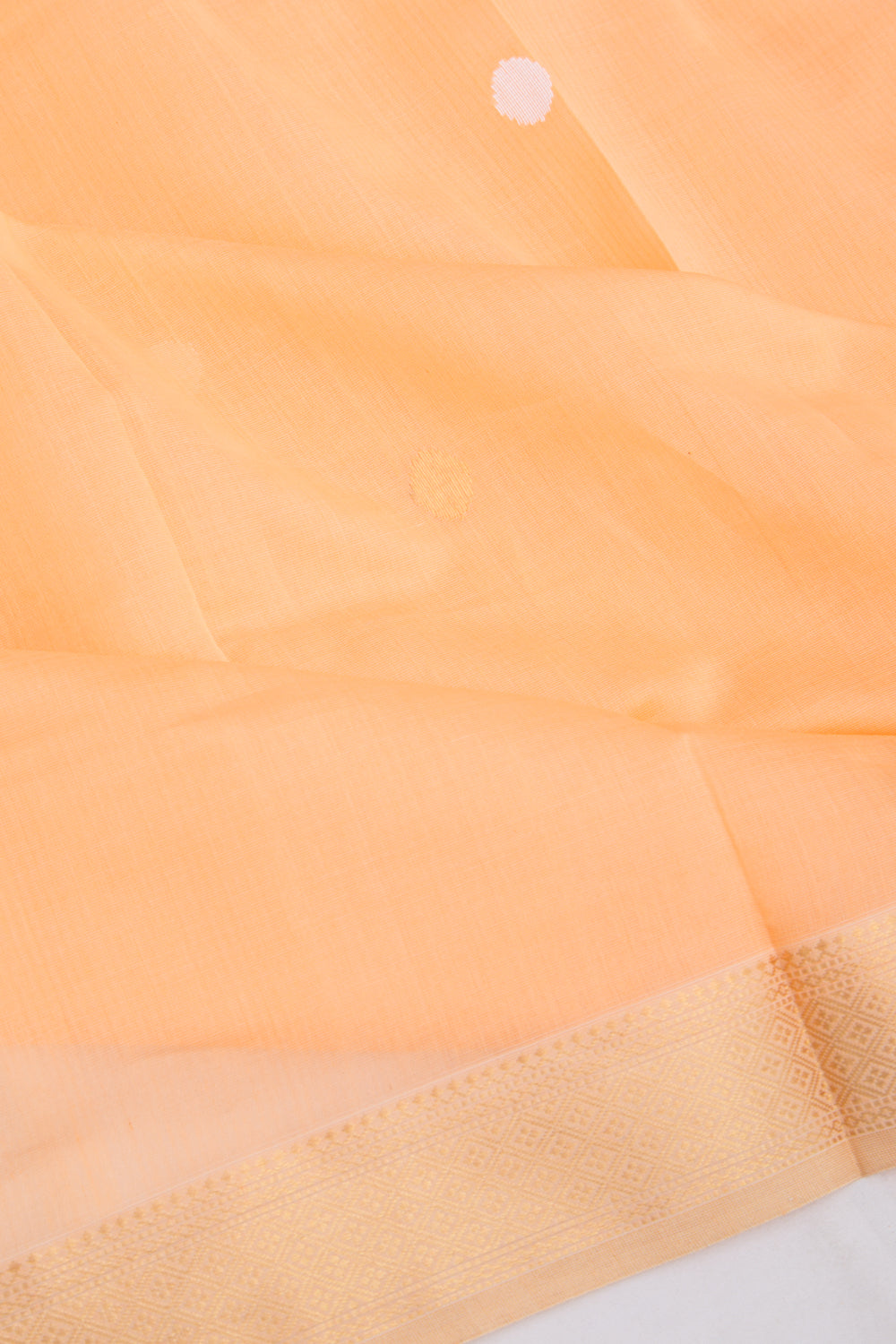 Maheshwari Cotton Butta Pastel Orange Saree