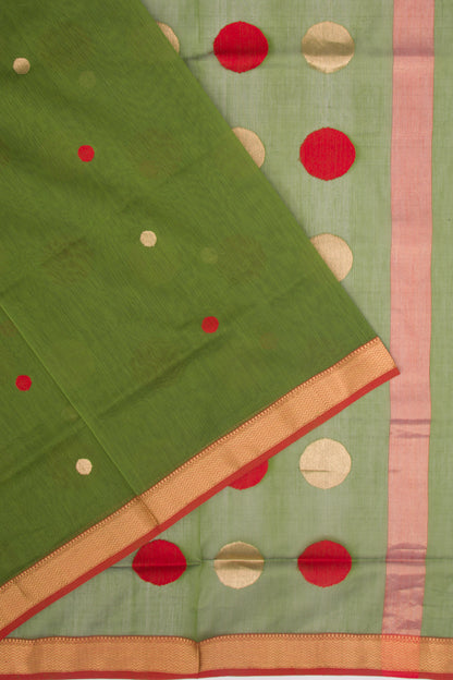Maheshwari Cotton Butta Green Saree